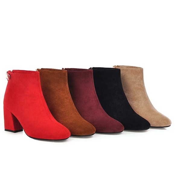 TOPSHOP women red suede back zip booties NWOT, 6,5 - Picture 10 of 10